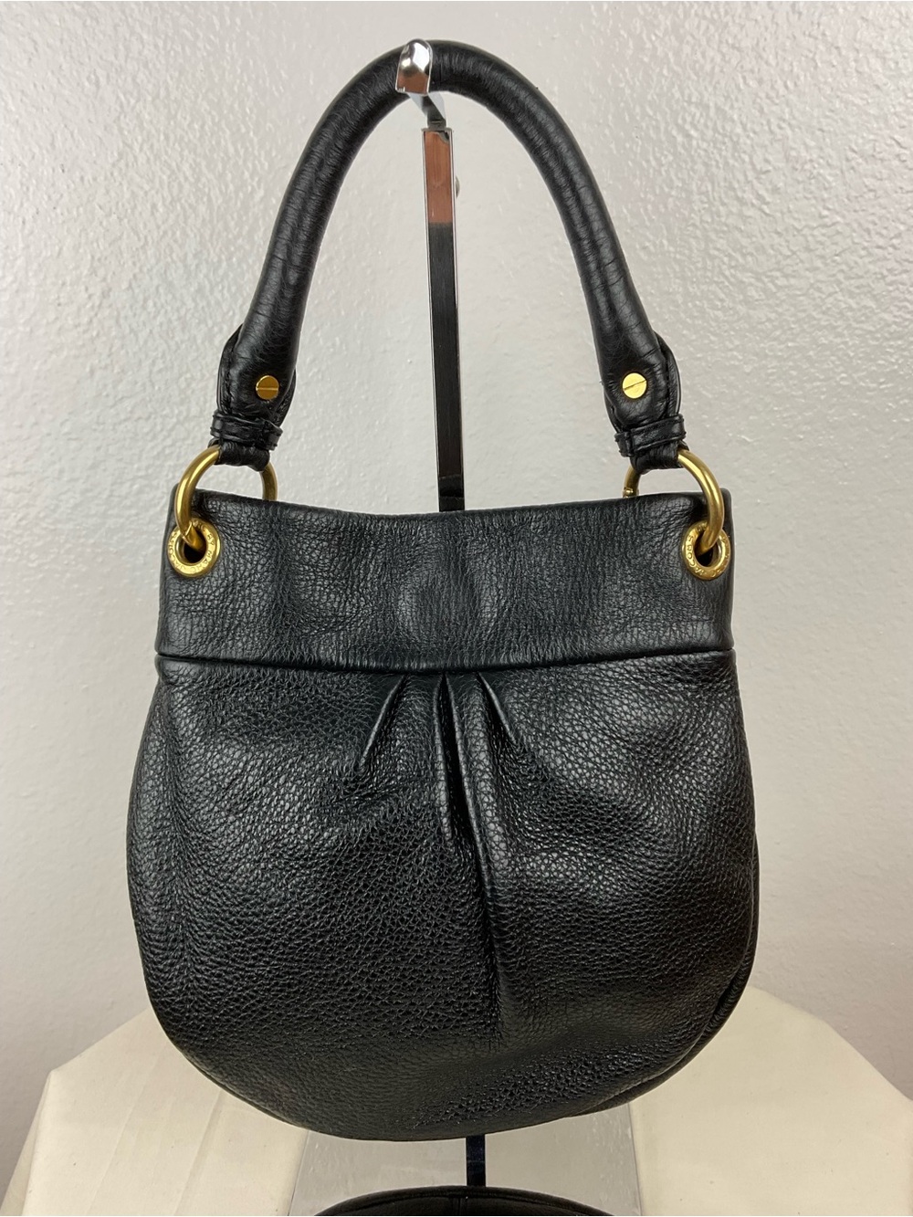 Marc by Marc Jacobs‎ Mini Black Pebbled Leather Hobo with Gold Hardware - Picture 2 of 9